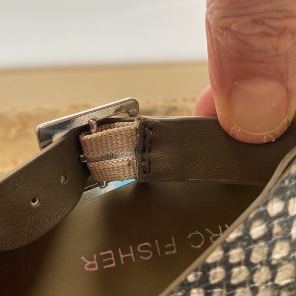 Marc Fisher Zevra Platform Espadrille Sandals Womens Green Suede Snake Print - Picture 7 of 7